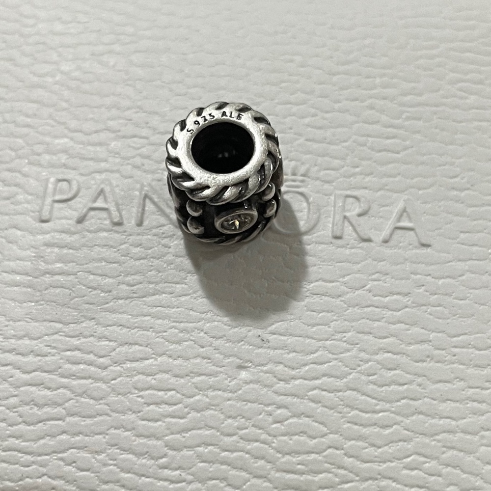Authentic Pandora Oxy Crown Cz Charm Silver